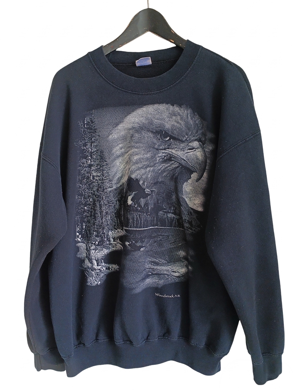 Vintage Gildan Y2K Bald Eagle Graphic Sweatshirt Woodstock NB XL Distressed